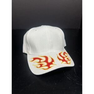 Caps Plus Cap White‎ & Red Short Flames Men's Cap - Hat, NEW